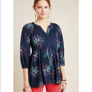 Anthropologie Maeve Winona Babydoll Floral Top SMALL